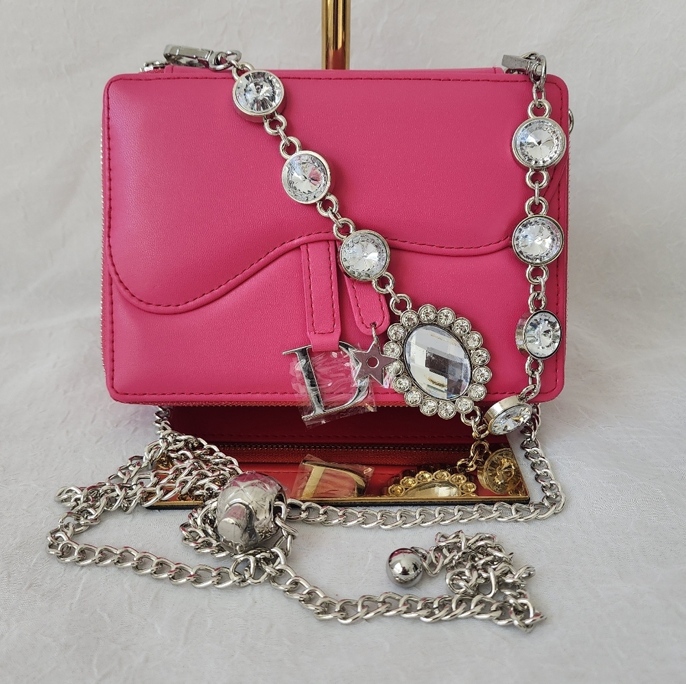 Auth Dior Rare Cosmetic Clutch/Crossbody Bag With Mirror